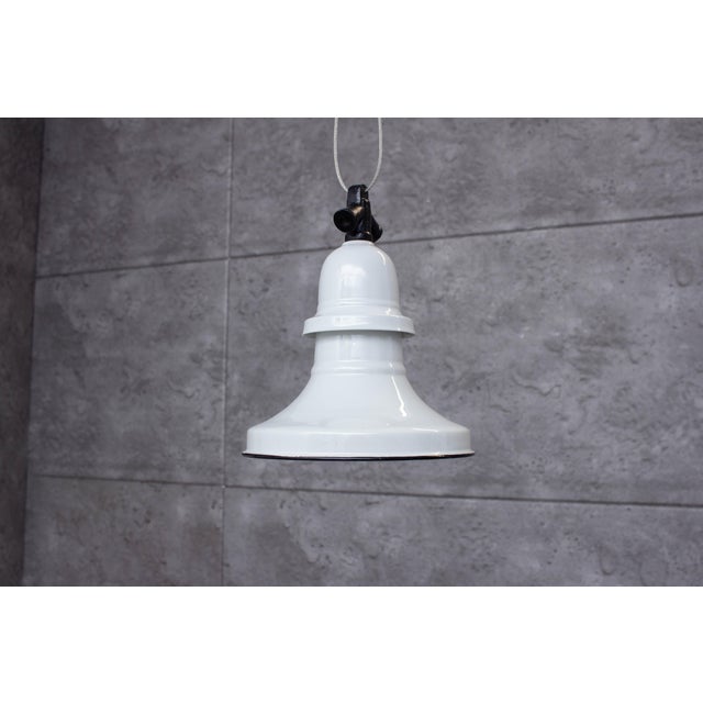 Vintage Beautiful enamel lamp from old warehouse stock in Poland, Found this a abandoned warehouse . Unkown manufacture is...