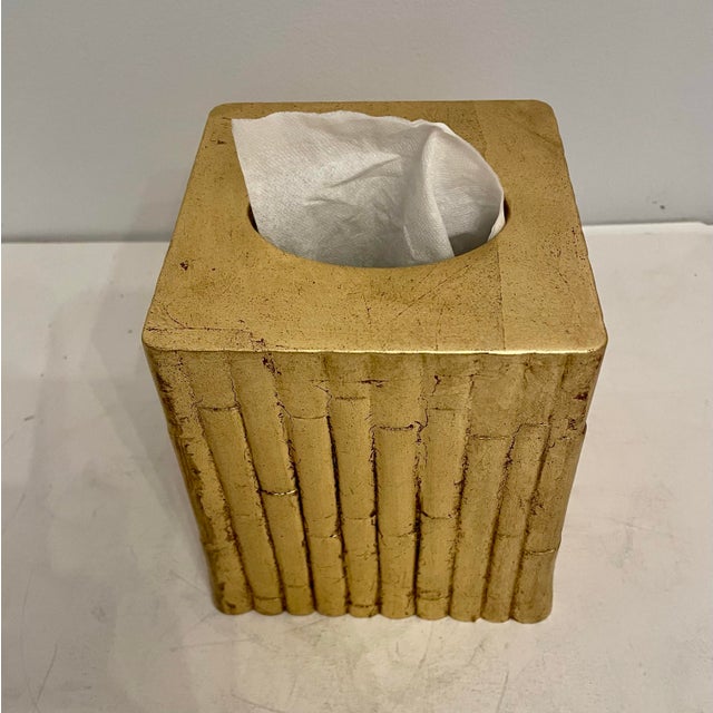 Gilt Faux Bamboo Tissue Box Holder For Sale In New York - Image 6 of 8