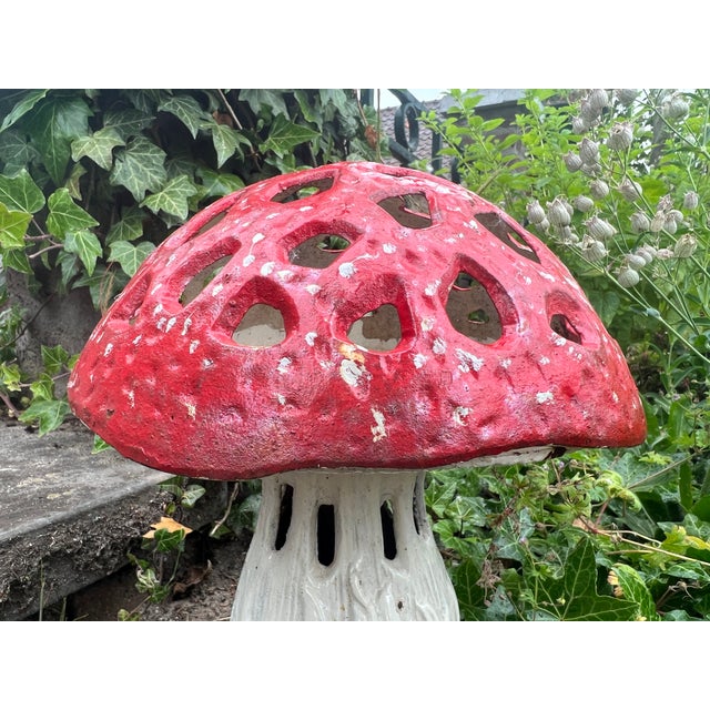 Vintage Cast Iron Mushroom Candle Garden Lantern For Sale - Image 3 of 9