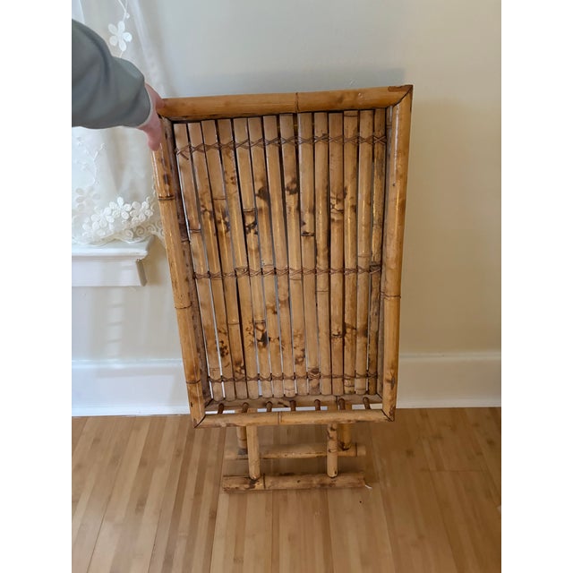 Tan Mid 20th Century MCM Bamboo Butler Tray Tables For Sale - Image 8 of 8