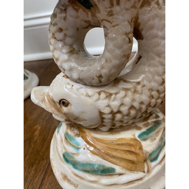 Pair of Vintage Majolica Koi Fish Bowls Chairish