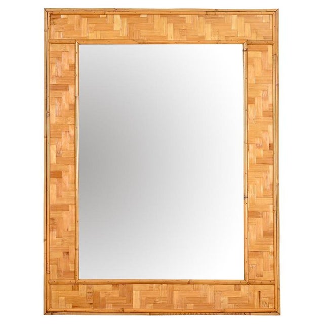 Large French Riviera Rectangular Mirror in Bamboo and Woven Rattan, Italy, 1960s For Sale - Image 13 of 13