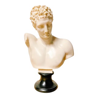 Mid 20th Century Neoclassical Resin Hermes Bust on Black Base For Sale