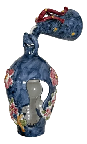 Flower and Coral Maiolica Illuminated Lantern from Vietri, Italy, 1950s