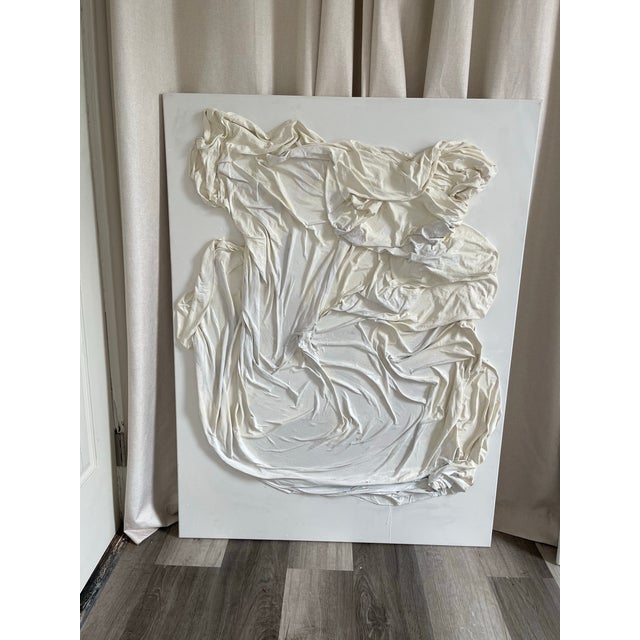 Contemporary “Washed in Stillness” – Sculptural Textured Canvas in Neutral Tones (36x48) For Sale - Image 3 of 6