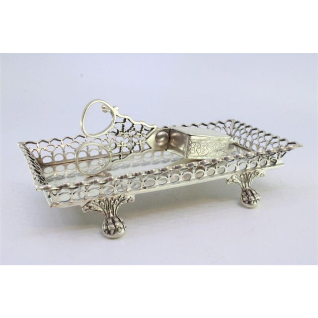 Silver Morrões Tray and Scissors with Rack Supported Four Claw-Shaped Feet and Scissors with Cutouts and Reliefs, Set of...