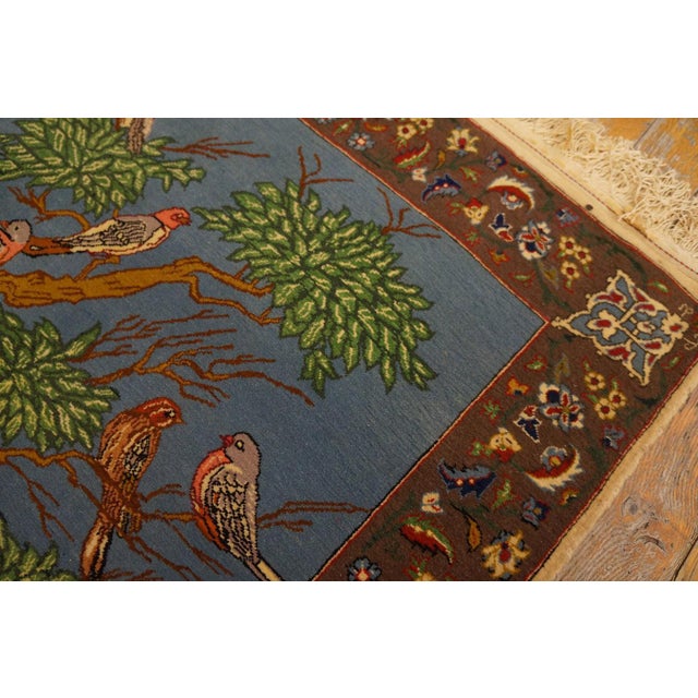 1930s Blue Animalistic Antique Persian Tabriz Rug 2' X 2' 3" Handknotted Wool Carpet For Sale In New York - Image 6 of 9
