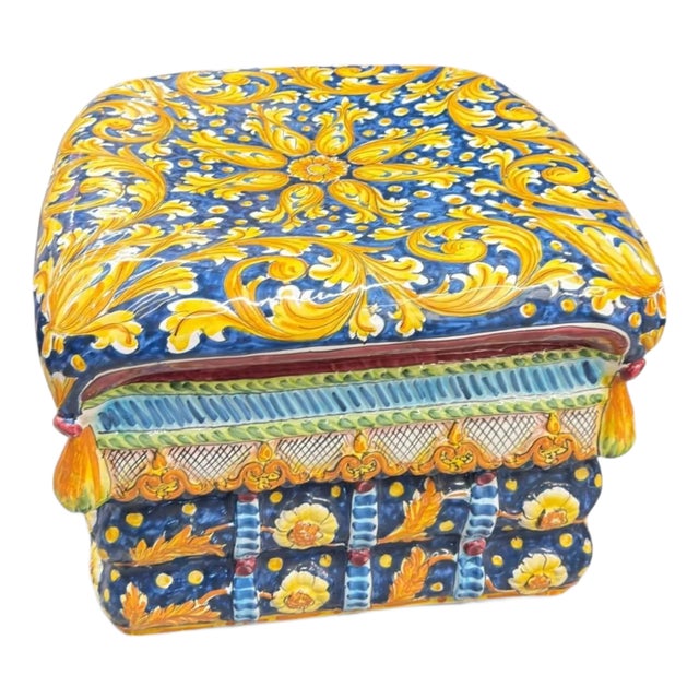 1980s Vintage Sicilian Terracotta Ottoman For Sale