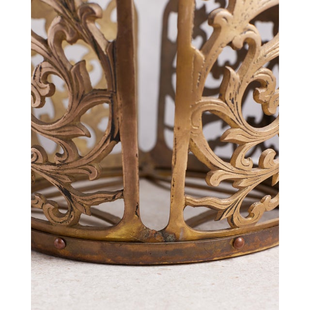 Metal 1960s Chinoiserie Brass Stool For Sale - Image 7 of 11