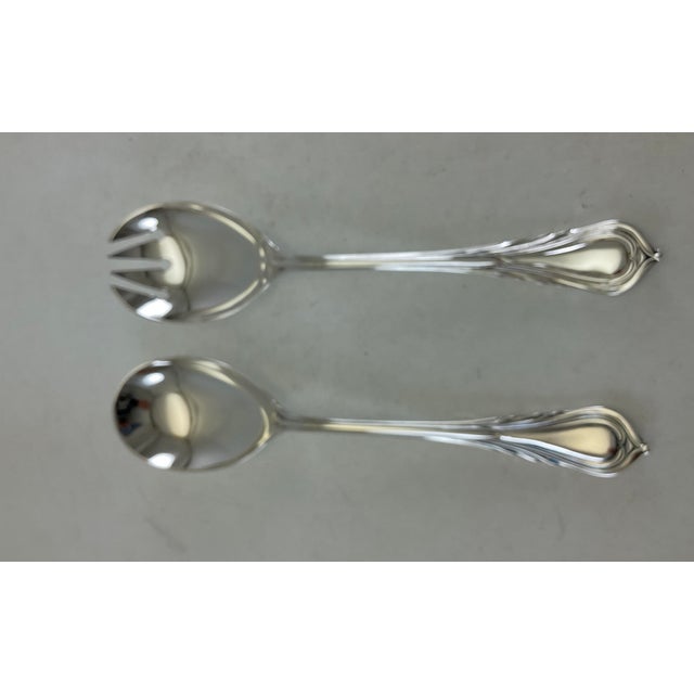 1980s Silver Pair Salad Servers, Salad Spoon & Salad Fork, Lily. For Sale In New York - Image 6 of 9