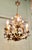 French Gilt Toleware and Floral Ceramic 6-Branch Chandelier, 1930s For Sale - Image 6 of 8