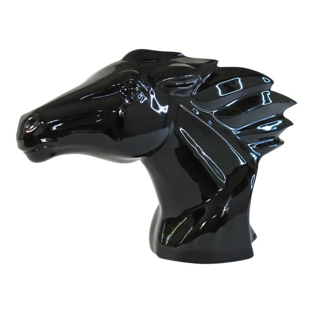 Black Ceramic Horse Head Figurine Chairish