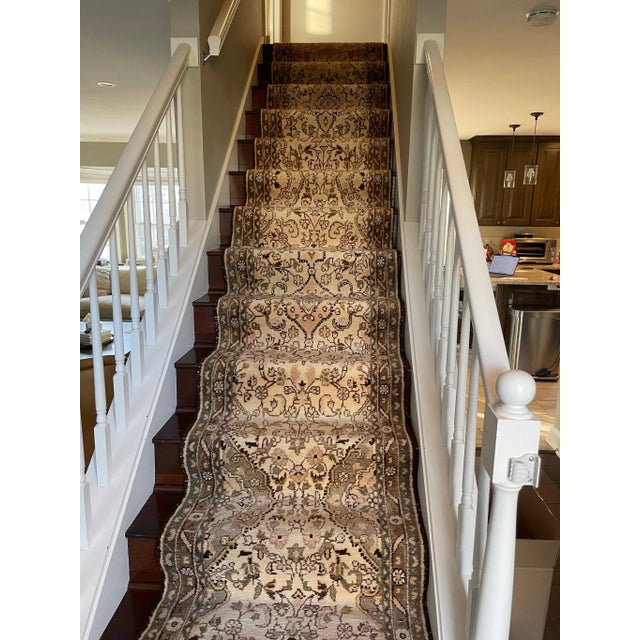 21ft Botanical Narrow Stair Runner In Softer Hues - 2.7 x 21.4 For Sale - Image 4 of 12