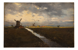 Konstantin Stoitzner, Landscape with Mills, Early 20th Century