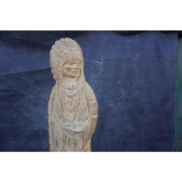 Mid 20th Century Monumental Hand-Carved Indian Chief Figure For Sale - Image 12 of 12