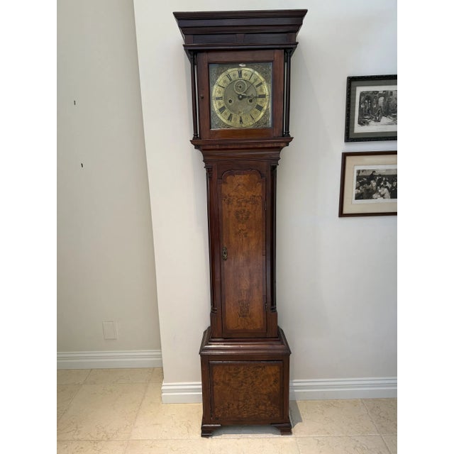 English Circa 1820 Brass Face English 8 Day Grandfather Clock For Sale - Image 3 of 4