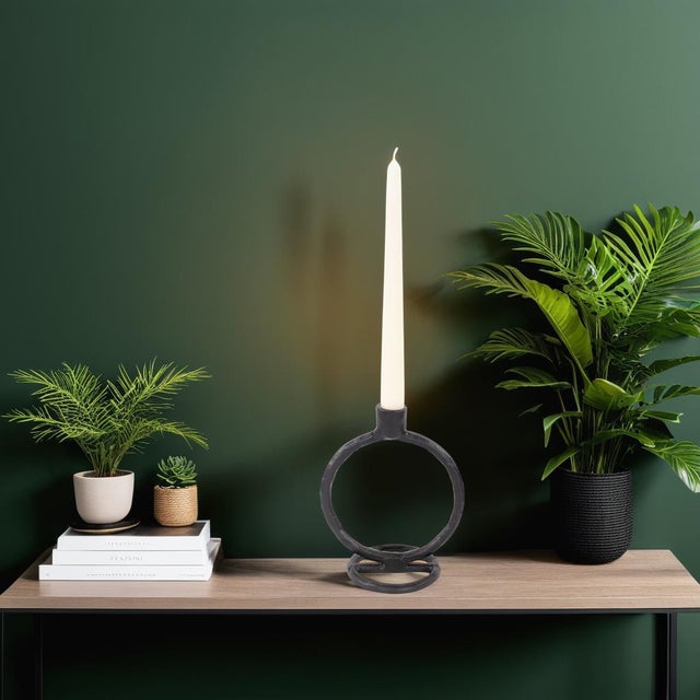 Single Circle Arman Aluminum Candlestick in Black For Sale - Image 10 of 11