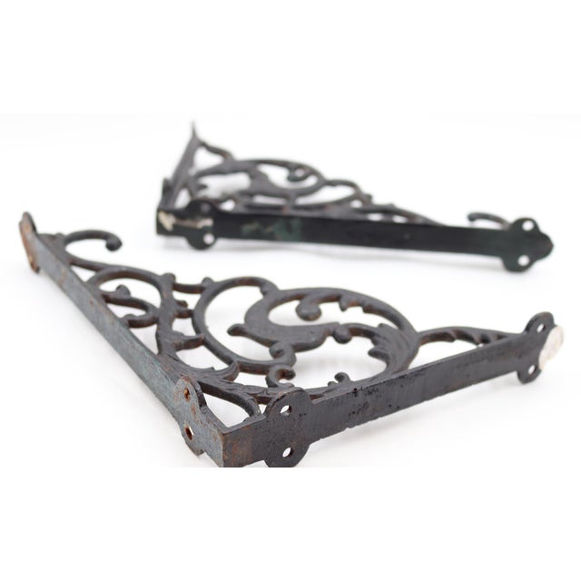 Mid 20th Century Pair of Victorian Cast Iron Scroll Shelf Brackets For Sale - Image 5 of 5