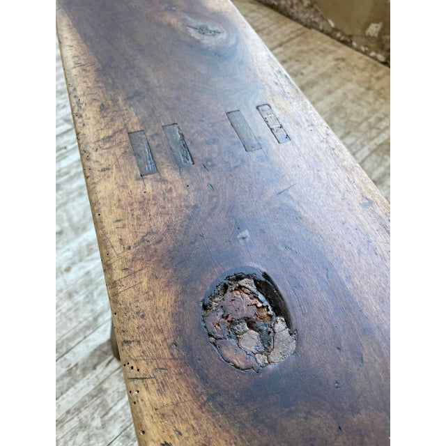 Wood Vintage Walnut Bench, 1950s For Sale - Image 7 of 18