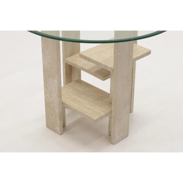 Travertine Side Table attributed to Willy Ballez, Belgium, 1970s For Sale - Image 4 of 6