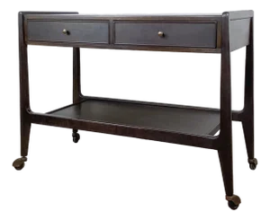 1960s Mid-Century Mt. Airy Facade Service Cart in Dark Wood Finish