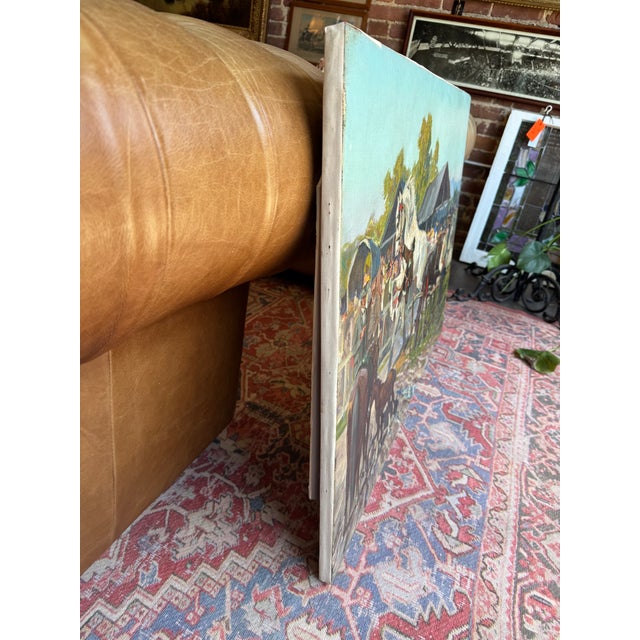 Vintage Painting on Canvas of Hungarian Horse Race- Signed For Sale - Image 13 of 14