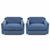 Pair of Mid-Century Lounge Chairs in Blue Chenille with Walnut Bases A handsome pair of mid-century lounge chairs, freshly...