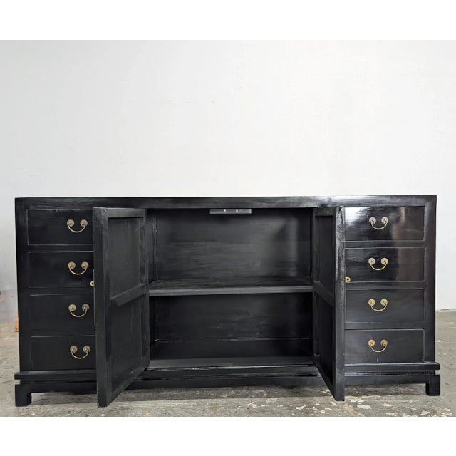 Asian Modern Black Lacquer Sideboard For Sale - Image 9 of 11