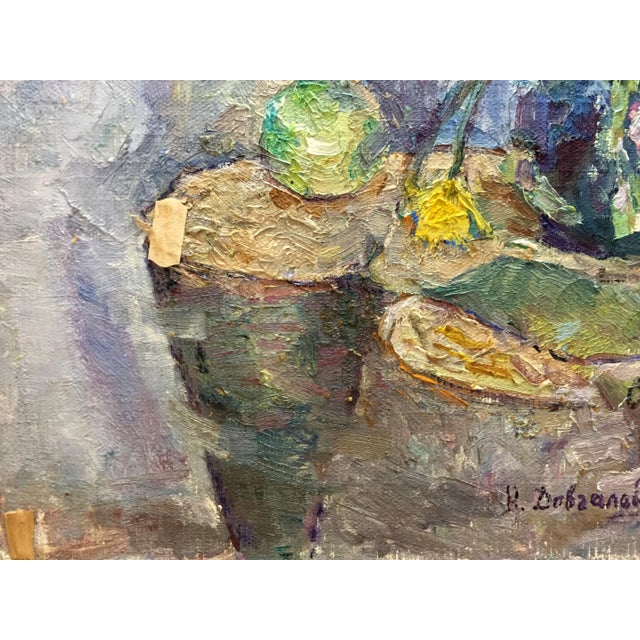 Paper 1970s Oil Painting Flowers Dovgalevskaya Vera Veniaminovna For Sale - Image 7 of 12