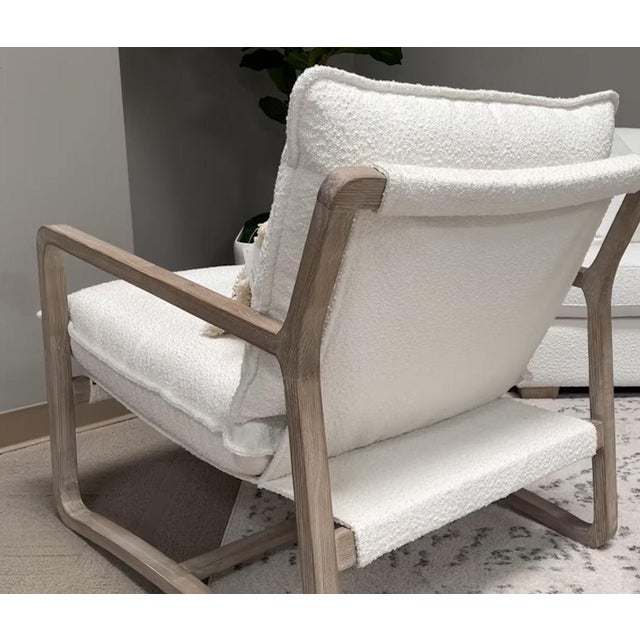 Performance White Boucle Sling Hamlin Club Chair by Essentials for Living For Sale - Image 4 of 11