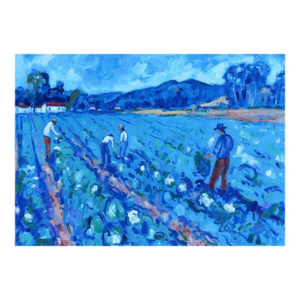 The Harvesters, Modern Impressionist Oil Painting Landscape