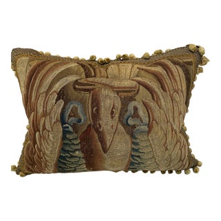 Vintage Bird Aubusson Decorative Pillow For Sale