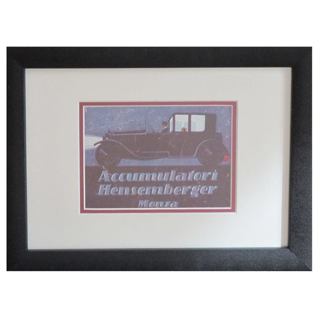 Framed Vintage Italian Automobile Advertisement For Sale