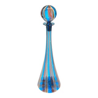 Mid 20th Century Italian Murano Art Glass Decanter Style After Gio Ponti Venini For Sale