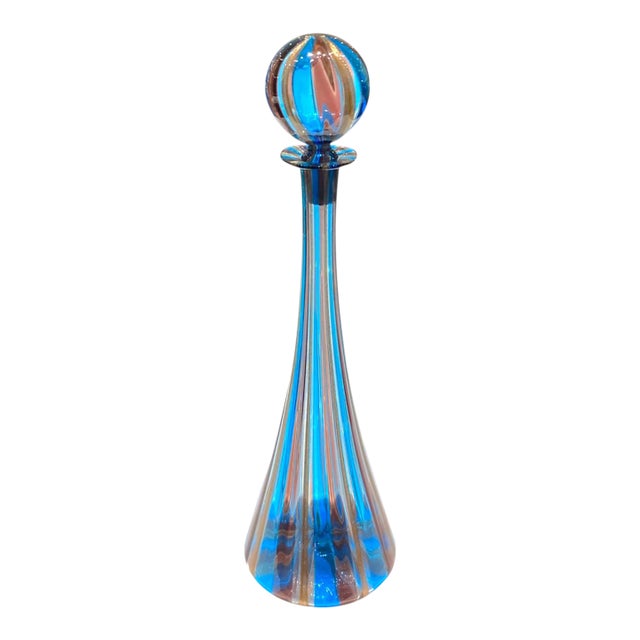 Mid 20th Century Italian Murano Art Glass Decanter Style After Gio Ponti Venini For Sale