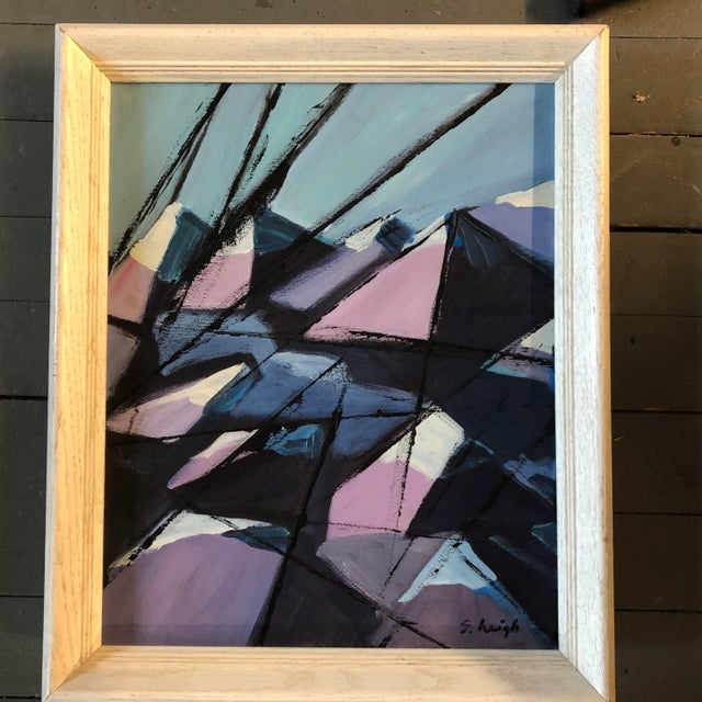 Contemporary Stephen Heigh Abstract Painting “Mountain Violet Peaks” Frame For Sale - Image 4 of 4