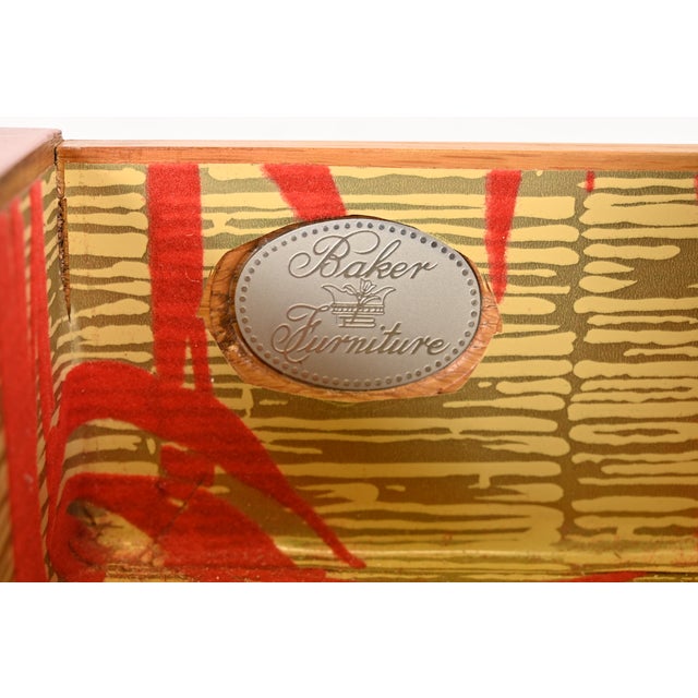 Wood Baker Furniture Hollywood Regency Chinoiserie Red Lacquered Hand Painted Chest of Drawers For Sale - Image 7 of 12