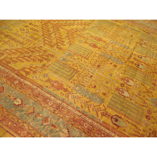 Stunning oversize antique Turkish Oushak rug with a weeping all-over willow tree garden of paradise design with golden...