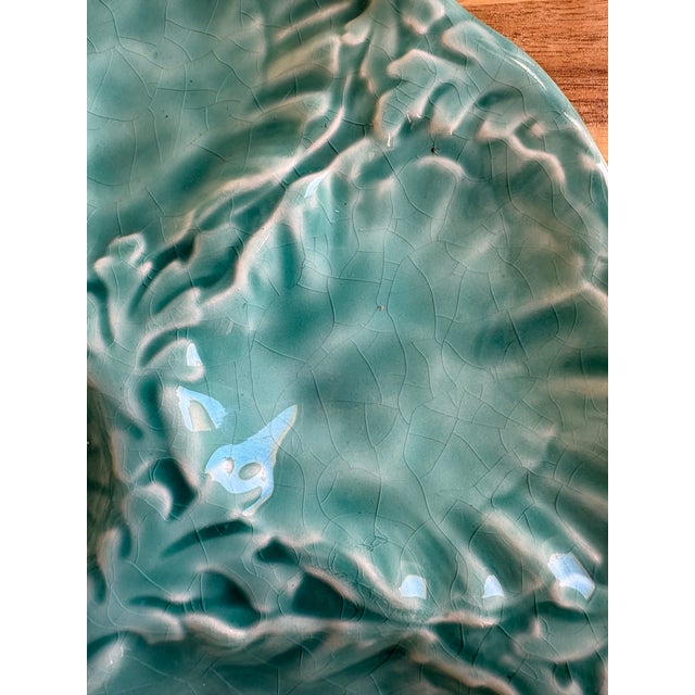 French French Gien Faience Turquoise Oyster Plate, Mid 20th Century For Sale - Image 3 of 6