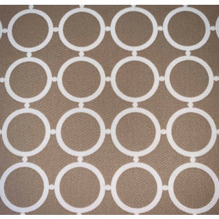 Free Spirit Designer Vicki Payne Taupe Brown & Cream Circles Geometric Rings Fabric- 3.5 Yards For Sale