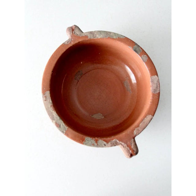 Terra Cotta Antique Pottery Bowl With Handles For Sale - Image 8 of 11