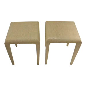 Pair of Small Karl Springer Style Metrocane Side Tables