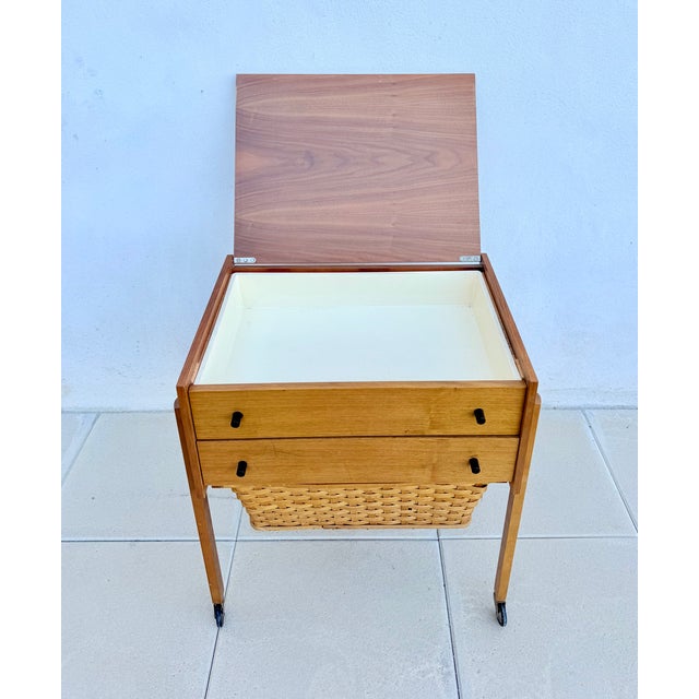 German Sewing Box with Drawers and Basket, 1970s For Sale - Image 6 of 12