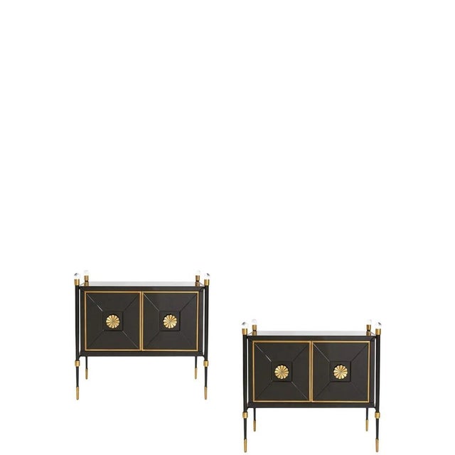 Small Cabinets in Black Lacquer and Brass by Jonathan Adler, Set of 2 For Sale - Image 6 of 6