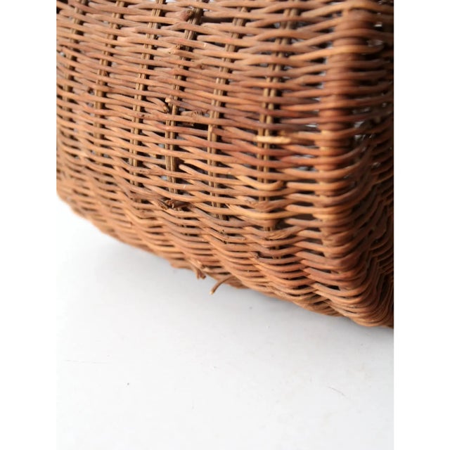Wood Vintage Wicker Gathering Basket For Sale - Image 7 of 12