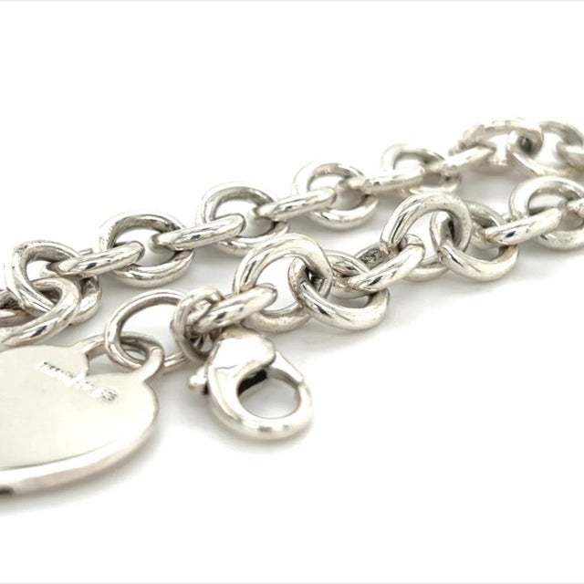 Silver 1990s Tiffany & Co Estate Heart Charm Bracelet Sterling Silver For Sale - Image 8 of 8