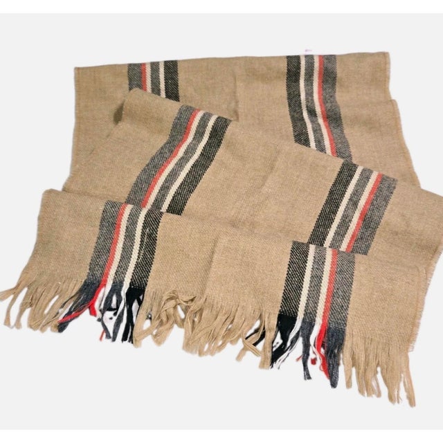 Textile 1980s Pendleton Camel Tan Black and Red Striped Wool Table Runner For Sale - Image 7 of 7