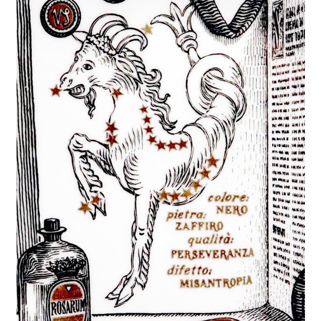 Piero Fornasetti Capricorn Zodiac Porcelain Plate, the Zodiac Pharmacopoeia For Sale In Philadelphia - Image 6 of 8