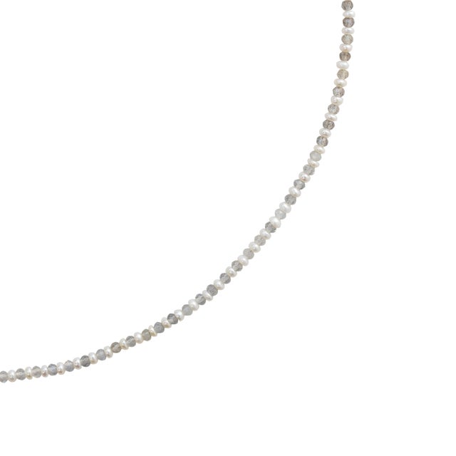 Lustra Tiny Pearl Labradorite Necklace 14k Gold For Sale - Image 4 of 10