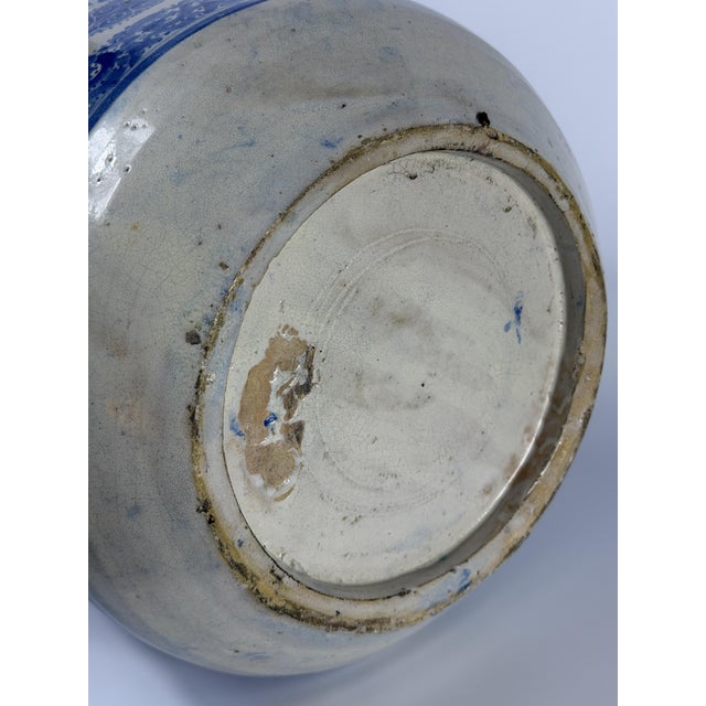 19th Century Moroccan Hand Painted Blue and White Ceramic Vase, 1890s For Sale - Image 11 of 12